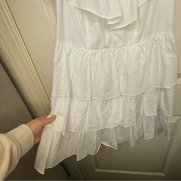 A New Day Mini Dress White Ruffle Multi Tiered Flutter Short Sleeve - Picture 5 of 17